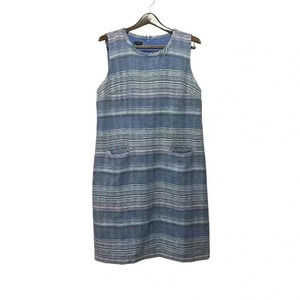 Talbots Dress Womens 16 Tweed Shift Pockets Pastel Striped Lined Sleeveless